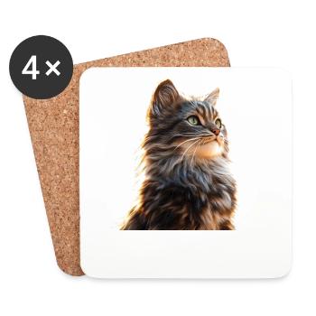 Katze Norwegische Waldkatze Norweger Wald Katzen - Untersetzer (4er-Set) - Weiß - Vorne