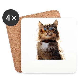 Katze Norwegische Waldkatze Norweger Wald Katzen - Untersetzer (4er-Set) - Weiß - Vorne
