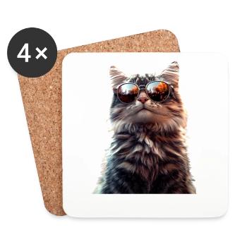 Katze Norwegische Waldkatze Norweger Wald Katzen - Untersetzer (4er-Set) - Weiß - Vorne