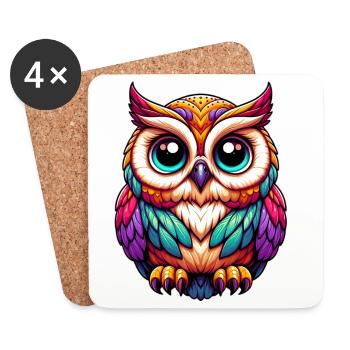 Owl - Coasters (set of 4) - white - Front