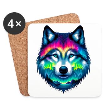 Loup - Dessous de verre (lot de 4) - blanc - Devant