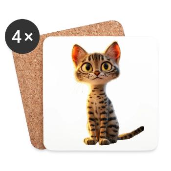 Savannah Cat Cat Mom Cute Serval Leopard Cats - Coasters (set of 4) - white - Front