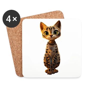Savannah Cat Cat Mom Cute Serval Leopard Cats - Coasters (set of 4) - white - Front