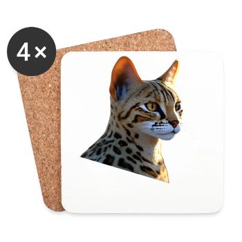 Savannah Katze Cat Mama Süße Serval Leopard Katzen - Untersetzer (4er-Set) - Weiß - Vorne