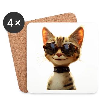 Savannah Cat Cat Mom Cute Serval Leopard Cats - Coasters (set of 4) - white - Front