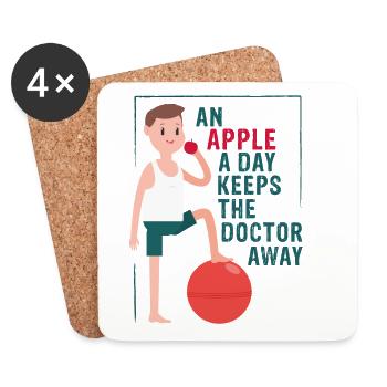 An apple away keeps the doctor away - Coasters (set of 4) - white - Front