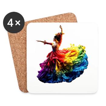 Flamenco Dancer Rainbow Colorful Dress Dancing - Coasters (set of 4) - white - Front