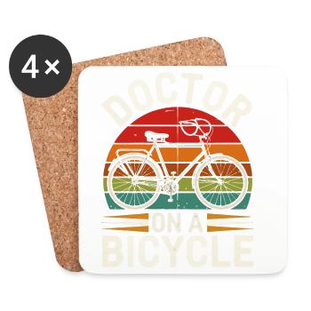 Docteur sur un vélo design vintage - Dessous de verre (lot de 4) - blanc - Devant