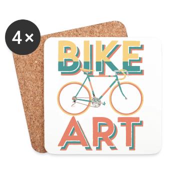 Lebendiges Fahrrad-Kunst-Design - Untersetzer (4er-Set) - Weiß - Vorne