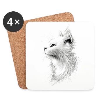 Angora Cat White Angora Cat Cute Angora Cats - Coasters (set of 4) - white - Front