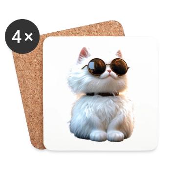 Angora Cat White Angora Cat Cute Angora Cats - Coasters (set of 4) - white - Front