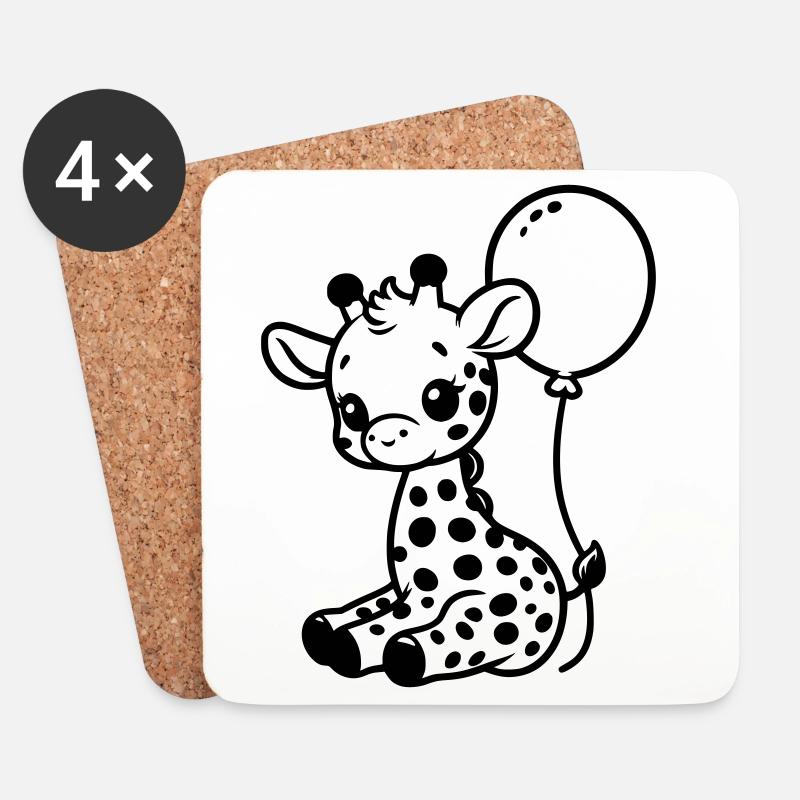 Baby Giraffe - Untersetzer (4er-Set) - Weiß