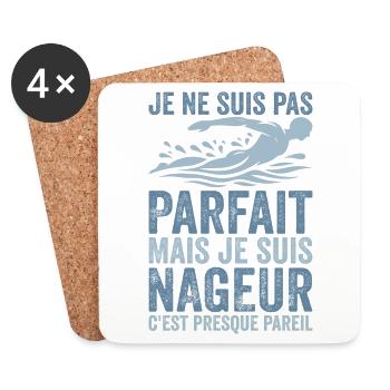 Nageur | Je Ne Suis Pas Parfait Je Suis Nageur - Dessous de verre (lot de 4) - blanc - Devant