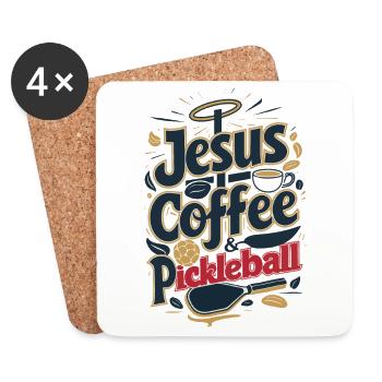 Jesus Kaffee Pickleball Christliche Enthusiast Kunst - Untersetzer (4er-Set) - Weiß - Vorne