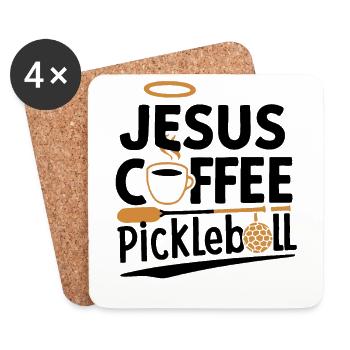 Jesus Coffee Pickleball Fun Spiritual Design - Coasters (set of 4) - white - Front