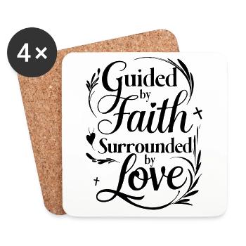Guided by Faith Surrounded by Love Christian Art - Coasters (set of 4) - white - Front
