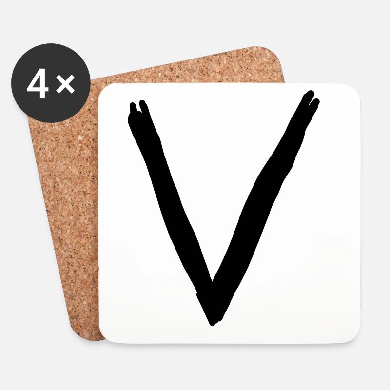 Buchstaben V - Untersetzer (4er-Set) - Weiß