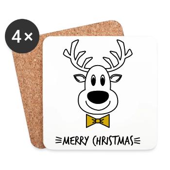 PÈRE NOËL. NOËL. JOYEUX NOËL. MERRY CHRISTMAS - Dessous de verre (lot de 4) - blanc - Devant