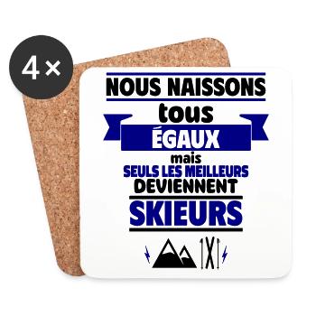 les meilleurs deviennent skieurs - Dessous de verre (lot de 4) - blanc - Devant