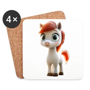 Balade à poney Poney Cavalier Poulain Équitation Ferme à poneys - Dessous de verre (lot de 4) - blanc - Devant