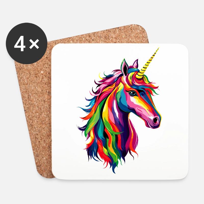 Einhorn Bunt Regenbogen Pferde Reiten Einhörner - Untersetzer (4er-Set) - Weiß