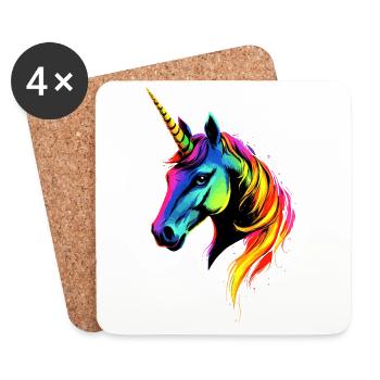 Einhorn Bunt Regenbogen Pferde Reiten Einhörner - Untersetzer (4er-Set) - Weiß - Vorne