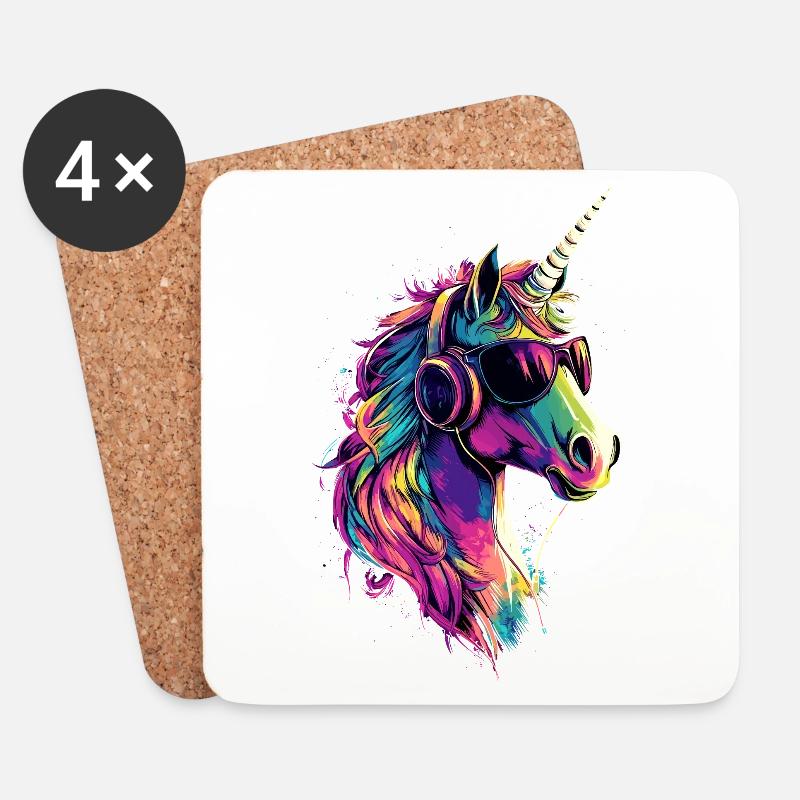 Einhorn Bunt Regenbogen Pferde Reiten Einhörner - Untersetzer (4er-Set) - Weiß