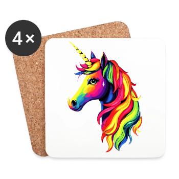 Unicorn Colorful Rainbow Horses Riding Unicorns - Coasters (set of 4) - white - Front
