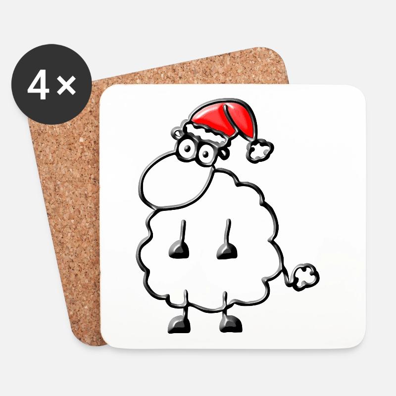 Ein Schaf zu Weihnachten - Untersetzer (4er-Set) - Weiß