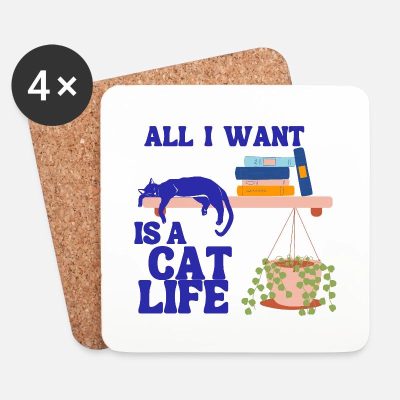 Alles, was ich will, ist ein Katzenleben - Untersetzer (4er-Set) - Weiß
