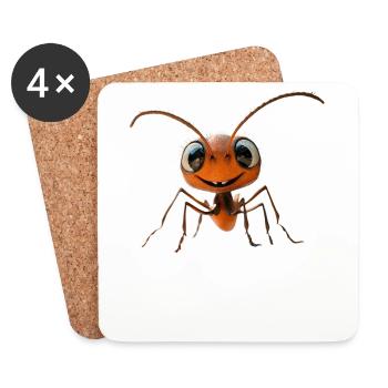 fourmi fourmi de forêt fourmi de feu insecte fourmis mignonnes - Dessous de verre (lot de 4) - blanc - Devant