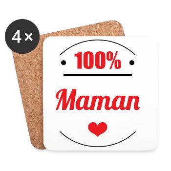 100% Maman - Fête des Mères - Dessous de verre (lot de 4) - blanc - Devant