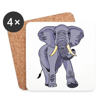Elefant - Untersetzer (4er-Set) - Weiß - Vorne