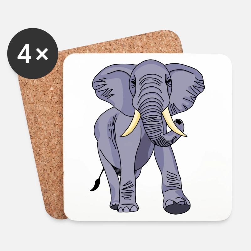 Elefant - Untersetzer (4er-Set) - Weiß