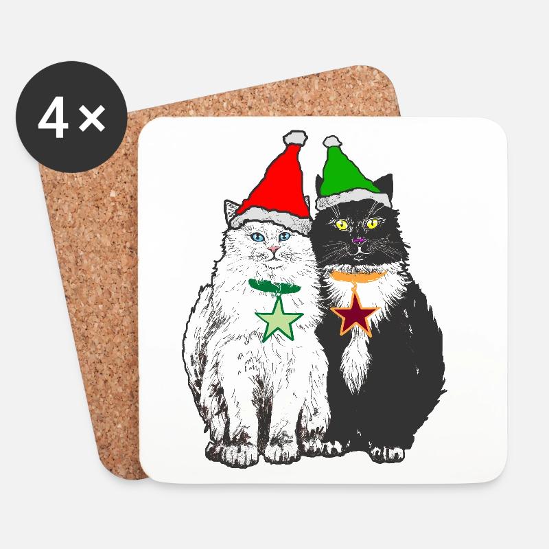 DIE WEIHNACHTSKATZEN - Untersetzer (4er-Set) - Weiß