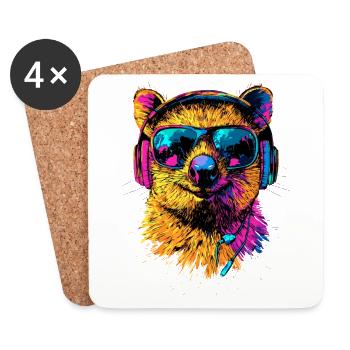 Quokka Sonnenbrille Regenbogen Australien Quokkas - Untersetzer (4er-Set) - Weiß - Vorne