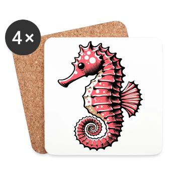 Hippocampe - Dessous de verre (lot de 4) - blanc - Devant