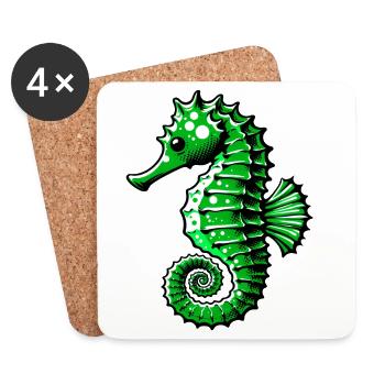 Hippocampe - Dessous de verre (lot de 4) - blanc - Devant