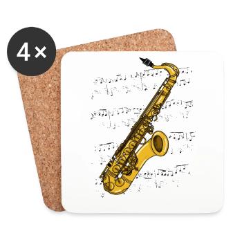 Saxophone Sax Player Saxophonist Jazz Musician - Coasters (set of 4) - white - Front