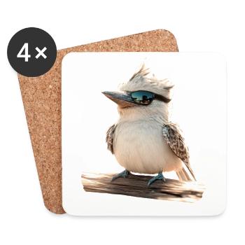 Kookaburra Hunter Reads Laughing Hans Sweet Bird - Coasters (set of 4) - white - Front