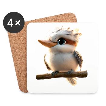 Kookaburra Hunter Reads Laughing Hans Sweet Bird - Coasters (set of 4) - white - Front