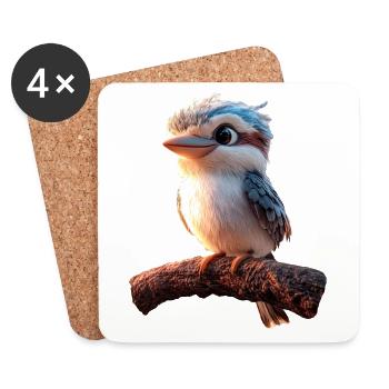 Kookaburra Hunter Reads Laughing Hans Sweet Bird - Coasters (set of 4) - white - Front