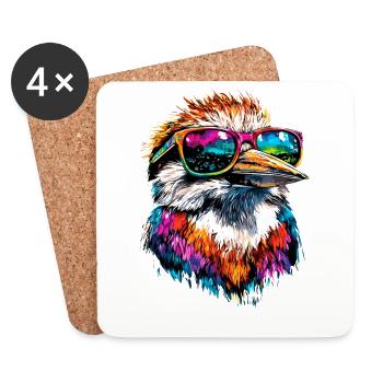 Kookaburra Hunter Reads Laughing Hans Sweet Bird - Coasters (set of 4) - white - Front
