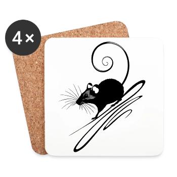 Süße Maus Silhouette - schwarz - Untersetzer (4er-Set) - Weiß - Vorne
