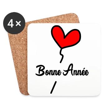 HAPPY NEW YEAR. NEW YEAR'S EVE. NEW YEAR - Coasters (set of 4) - white - Front