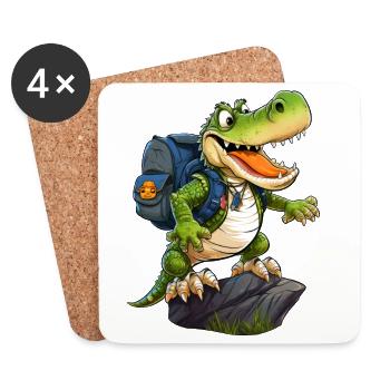 Crocodile Hiking / Mountaineering Crocodiles - Coasters (set of 4) - white - Front