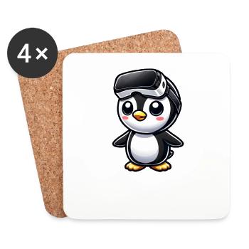 Süßer Pinguin VR Gamer Comic Gaming - Untersetzer (4er-Set) - Weiß - Vorne