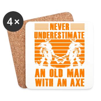 Unterschätze niemals einen alten Mann mit einer Axt - Untersetzer (4er-Set) - Weiß - Vorne