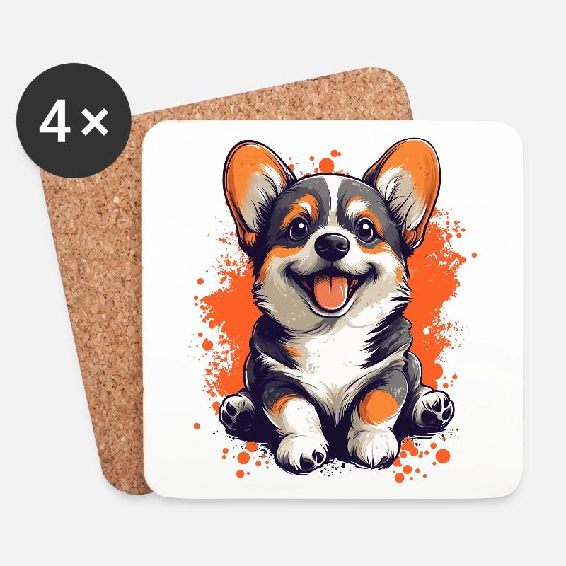 Corgi Welpe lustiger Hund Hunde - Untersetzer (4er-Set) - Weiß