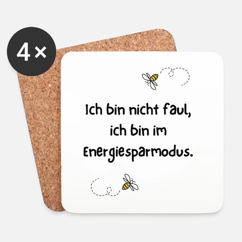 Energiesparmodus Biene Spruch - Untersetzer (4er-Set) - Weiß
